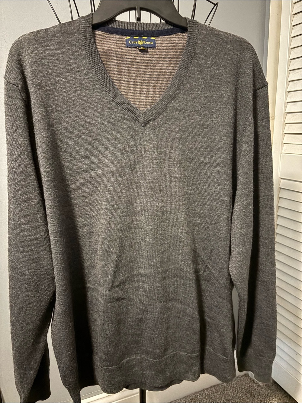 Club Room Men's Gray V-Neck Sweater Sz XL